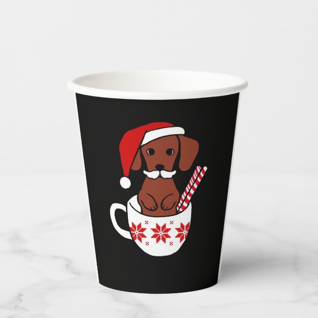 Dachshund Christmas Moustache Coffee Mug Classic T Paper Cups (Front)