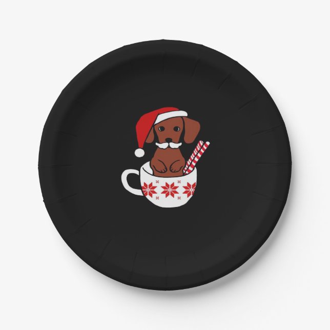 Dachshund Christmas Moustache Coffee Mug Classic T Paper Plate (Front)