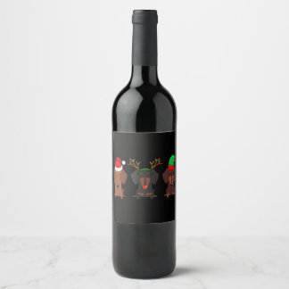 Dachshund Christmas Mum Women Weiner Dog Gift Wine Label