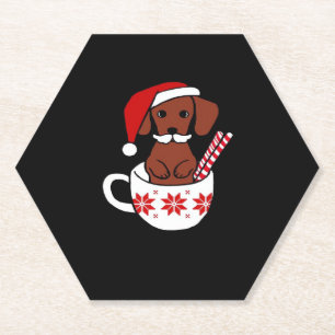 Dachshund Christmas Mustache Coffee Mug Classic T- Paper Coaster