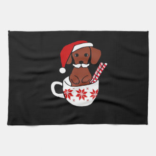 Dachshund Christmas Mustache Coffee Mug Classic T- Tea Towel