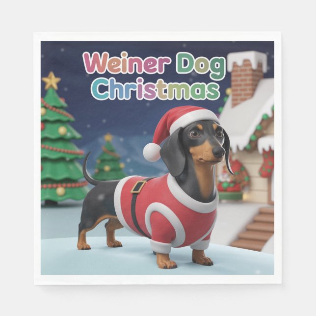 Dachshund Christmas Napkin (Front)