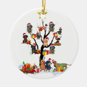 Dachshund Christmas On Tree Shirt Xmas Gift Ideas Ceramic Ornament