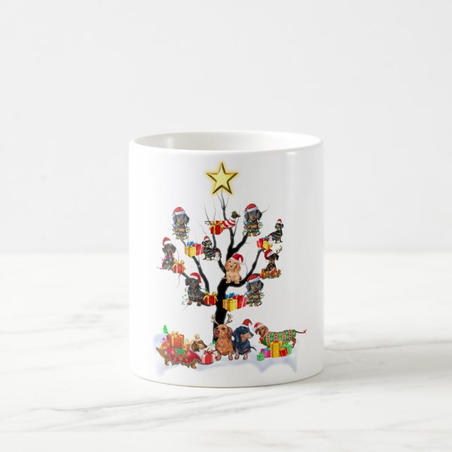 Dachshund Christmas On Tree Shirt Xmas Gift Ideas Coffee Mug (Center)