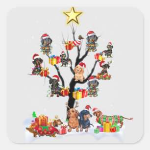 Dachshund Christmas On Tree Shirt Xmas Gift Ideas Square Sticker