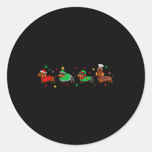 Dachshund Christmas Pajamas For Women Girlfriend D Classic Round Sticker