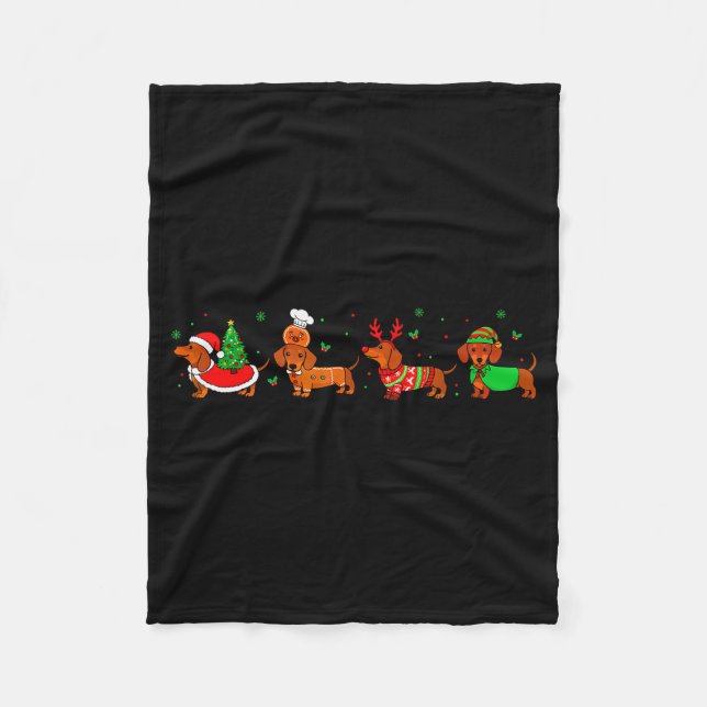 Dachshund Christmas Pajamas For Women Girlfriend D Fleece Blanket (Front)