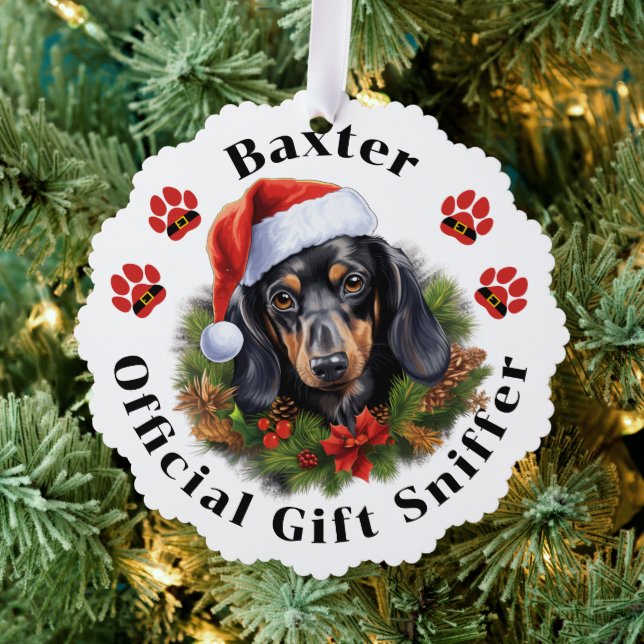 Dachshund Christmas Paper Ornament Card (Insitu (Tree))