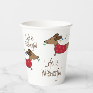 Dachshund Christmas Party Life is Wienerful Paper Cups