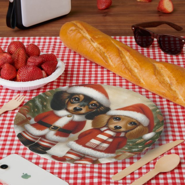 Dachshund Christmas Party Paper Plates (Picnic)