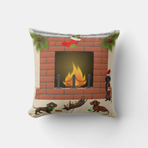 Dachshund Christmas Pillow Holiday Doxie Decor