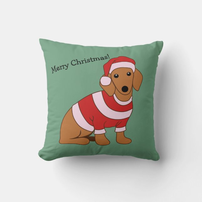 Dachshund Christmas Pillow Personalised (Front)