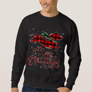 Dachshund Christmas Red Plaid Buffalo Pyjamas Xmas Sweatshirt