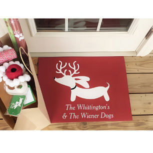 Dachshund Christmas Reindeer Wiener Dog Doormat