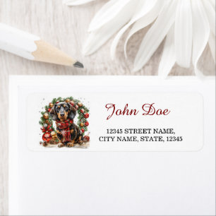Dachshund Christmas Return Address Label