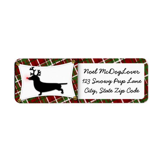 Dachshund Christmas Return Address Label