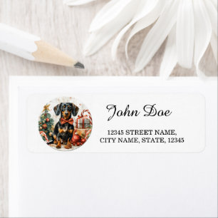 Dachshund Christmas Return Address Label