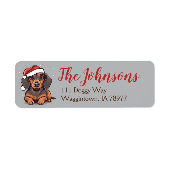 Dachshund Christmas Return Address Labels (Front)