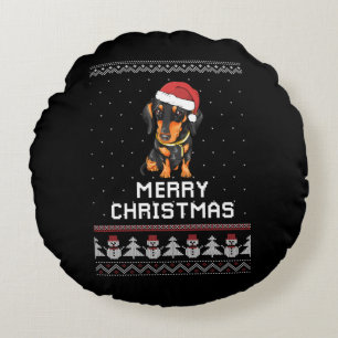 Dachshund Christmas Round Cushion