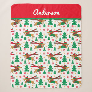 Dachshund Christmas Sherpa Blanket