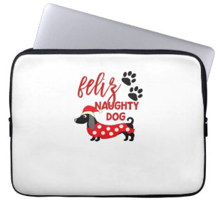 Dachshund Christmas Shirt _ Funny Feliz Naughty Do Laptop Sleeve