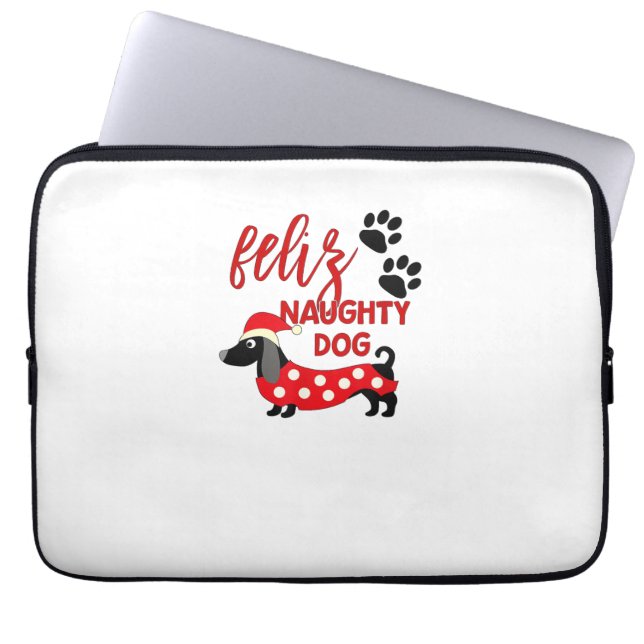Dachshund Christmas Shirt _ Funny Feliz Naughty Do Laptop Sleeve (Front)