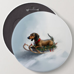 Dachshund Christmas snow winter 6 Cm Round Badge