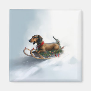 Dachshund Christmas snow winter Magnet