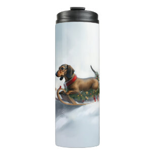 Dachshund Christmas snow winter Thermal Tumbler