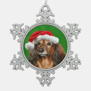 Dachshund Christmas Snowflake Pewter Christmas Ornament