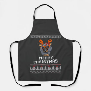Dachshund Christmas Sweater Oversized T-Shirt Apron