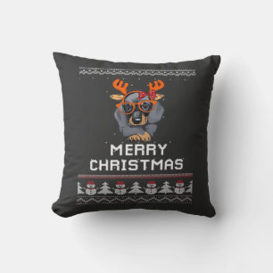 Dachshund Christmas Sweater Oversized T-Shirt Cushion