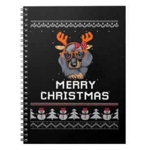 Dachshund Christmas Sweater Oversized T-Shirt Notebook
