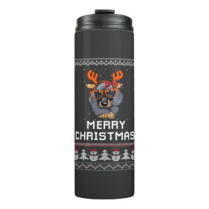 Dachshund Christmas Sweater Oversized T-Shirt Thermal Tumbler