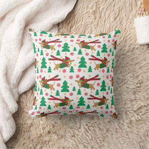 Dachshund Christmas Throw Pillow