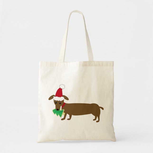 Dachshund Christmas Tote Bag (Front)