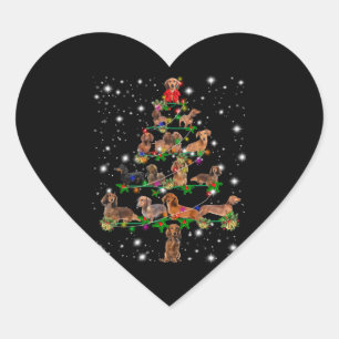 Dachshund Christmas Tree Covered By Flashlight Heart Sticker