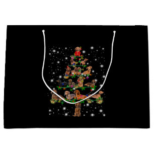 Dachshund Christmas Tree Covered By Flashlight Large Gift Bag