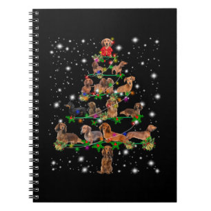 Dachshund Christmas Tree Covered By Flashlight Notebook