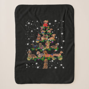Dachshund Christmas Tree Covered By Flashlight Sherpa Blanket