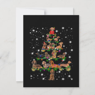 Dachshund Christmas Tree Covered By Flashlight Thank You Card