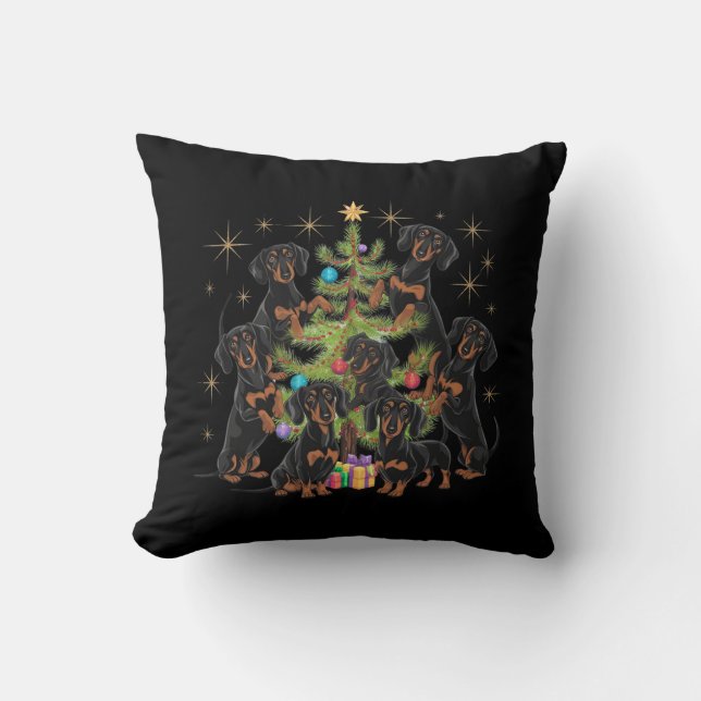 Dachshund Christmas Tree Cushion (Front)