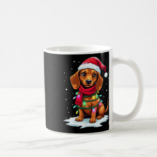 Dachshund Christmas Tree Cute Santa Hat Lights Xma Coffee Mug