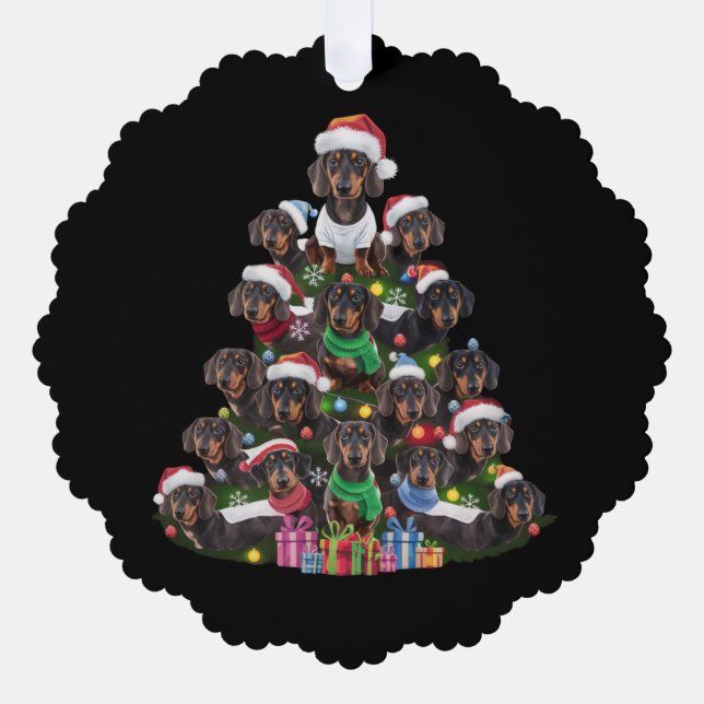 Dachshund Christmas Tree Decoration Card (Front)