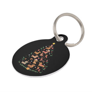 Dachshund Christmas Tree Dog Lover Dogs Owner Pet Tag