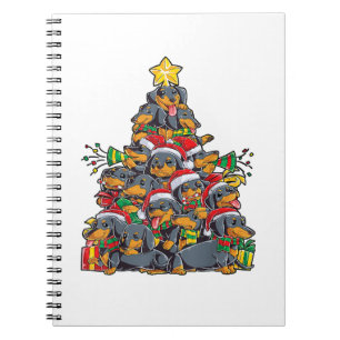Dachshund Christmas Tree Dog Santa Xmas Boys Girls Notebook