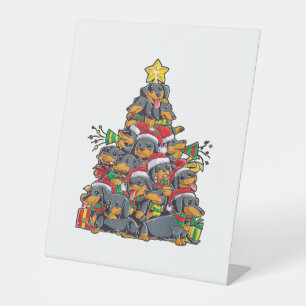 Dachshund Christmas Tree Dog Santa Xmas Boys Girls Pedestal Sign