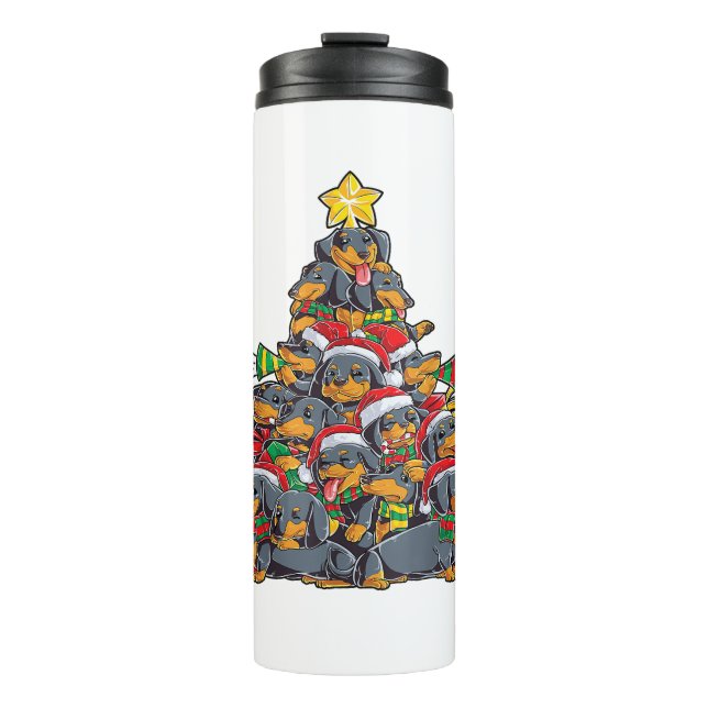 Dachshund Christmas Tree Dog Santa Xmas Boys Girls Thermal Tumbler (Front)