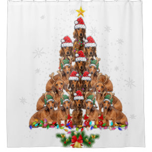 Dachshund Christmas Tree Dog Xmas Lights Pajamas F Shower Curtain