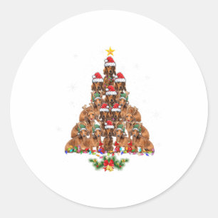 Dachshund Christmas Tree Dog Xmas Lights Pyjamas F Classic Round Sticker